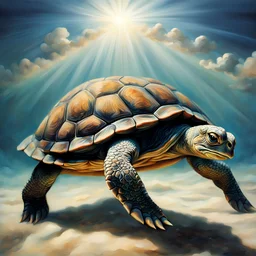 A turtle becomes a godly figure and toakes over the world