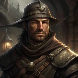 conquistador inspired fantasy townsguard sergeant digital art portrait