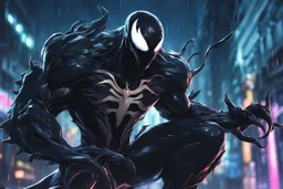 Venom kindred in 8k solo leveling shadow artstyle, machine them, close picture, rain, neon lights, intricate details, highly detailed, high details, detailed portrait, masterpiece,ultra detailed, ultra quality