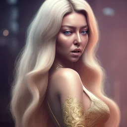 intricate stunning highly detailed girl hadise by artgerm and edouard bisson, pale eyes, long blonde hair, portrait, soft studio lighting, ultra realistic gold filigree detailed bodice, photorealistic, octane render, unreal engine, hyper detailed, volumetric lighting, hdr, octane render, 4k, 8K