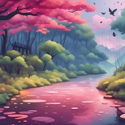 create a image inspired by nature with fell free music with vector colours and musical more realistic