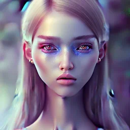 portrait girl look beautiful like shy, hyper details, 8k, realistis, rekfleksi, rtx, eye looks ocean blue, sort hair, glow, very cool expresion