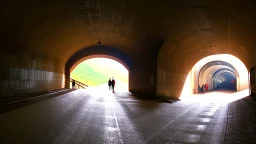 inside the underground vaulted tunnel in the mountain