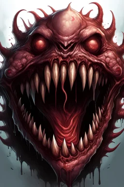 monster dengan gigi besar dan penuh darah