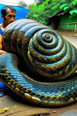 very big snail combined with a very big snake