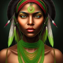 portrait d'une femme indienne aux cheveux noirs avec une mèche verte