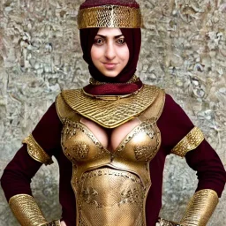 arab female warrior pretty cleavage ornate metal armour silks