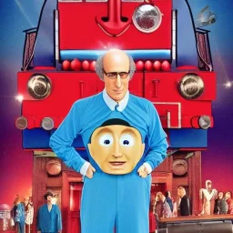 Larry David as Thomas the Tank Engine in a Saturday Night Fever dream movie poster