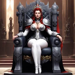 some extra heretical 40K, a genderbent version of Big Emmanuelle himself on the throne. Or is it herself here, I guess? regular, slightly fetishistic 40K style of depicting females with boobplates and all and still have the figure af the Big Emmanuelle exude an air of serious authority.