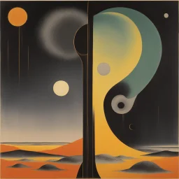 Braille art, abstract surrealism, by Graham Sutherland and Colin McCahon, silkscreened mind-bending illustration; album cover art, asymmetric, Braille language glyphs, warm colors, dark shines, abstract surrealism, by Kay Sage, color splash, guided by N(t)=N0​⋅e−kt