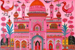 A pink Arabian palace with magic designed in Kuna molas painted by Edward Hicks