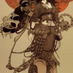beautiful steampunk huge girl, hyper detailed, hyperdetailed, intricately detailed, illustration by <Katsushika Hokusai> <Yoji Shinkawa>,