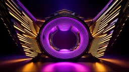 a 3d fractal stage structre made of metallic color 3d structures, pertty artistc background,dynamic lights