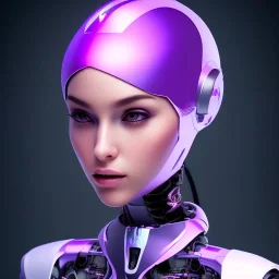 Cute girl in a robotic hijab suit,purple and pink backlight, profile