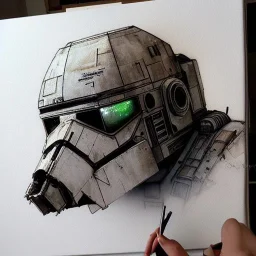 photorealistic at-at pilot helmet with weathered painting , illustration on coarse canvas by <agnes cecile> and <Yoji Shinkawa>, ornate and intricate details , soft smooth lighting, ultra detailed concept art,