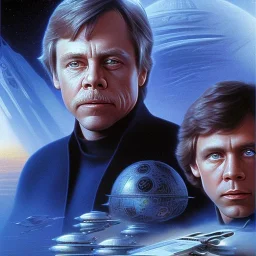 extremely detailed 8k hyperspace wallpaper,complete and photo realistic detailed head to waist stunning photo realistic portrait of mark hamill as luke skywalker in star wars with short lenght, Symmetrical, soft, fine, warm, photo realistic hair, blue eyes, professional majestic photo realistic painting by Ed Blinkey, Atey Ghailan, by Jeremy Mann, Greg Manchess, Antonio Moro, trending on ArtStation, Intricate, High Detail, Sharp focus,dramatic, by greg rutkowski,harsh and rough face,gala uniform