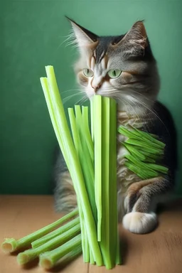 cat and celery sticks