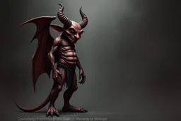 a sinister grinning devil standing facing right