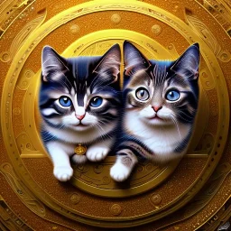 3d cute cats, beautiful rich, detailed yin and yang symbol, shiny, intricate, gorgeous, ultrafine detail, hyperrealism, trending , sharp focus, intricate details, highly detailed, glowing, glitter, complementary colours