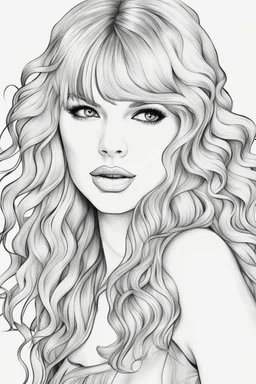 coloring pages of taylor swift for adults, Designs Black and white, No Shading