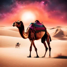 The Case of the Mysterious Glittering Camel at night :: as written by Sir Arthur Conan Doyle, surreal, dark, mist. desert, spooky colors, cinematic effects