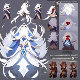 Clear focus,High resolution,High quality, white long fluffy hair, Red eyes, genshin warrior clothing style, curvy, Concept Art, Liyue Style