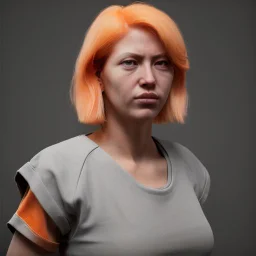 female prisoner, hyper realistic, orange jumpsuit, blonde hair