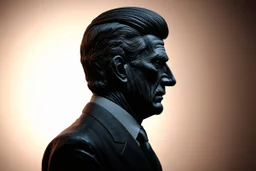 Nikola Tesla lifelike in the style of 3-d side view perpective