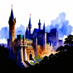 dnd, fantasy, watercolour, large strokes, stylistic, landscape, illustration, capital city, opulent, magnificent, medieval