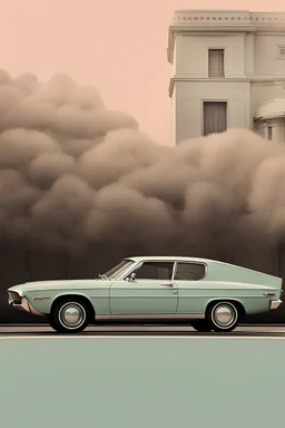 1970. vintage car. Soft colors. Perfect details. Minimalist design.