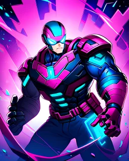 Superhero, pink, boy, cyberpunk style