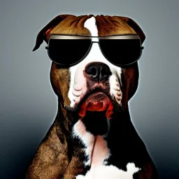 photoraelism Portrait of a pitbull wearing sunglasses by Picasso