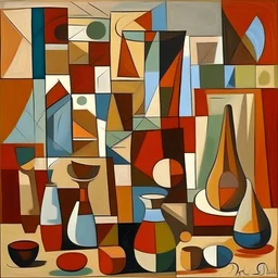 picasso cubism still life blocks browns