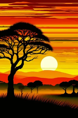 Africa Un atardecer al estilo de Xul solar sin tonos negros