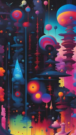 a painting with lots of different colors and shapes, a surrealist painting, inspired by Tomokazu Matsuyama, lyrical abstraction, multicolored vector art, james jean andrei riabovitchev, late morning, orbital, 2009, highly detailed saturated, greg beeple, highly dvetailed, a beautiful artwork illustration