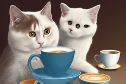 Cat holding a cup of coffee