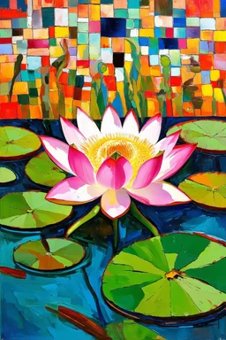 lotus nectar; a painting with an admixture of Paul Klee and Hundertwasser