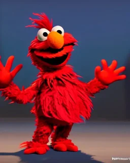 hybrid character, Elmo muppet head, real man body, human arms and hands, Shirt and tie, concept art, smooth, unreal engine 5, god lights, ray tracing, RTX, lumen lighting, ultra detail, volumetric lighting, 3d, finely drawn, high definition, 4k.