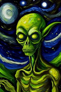 Predalien in van Gogh starry night painting