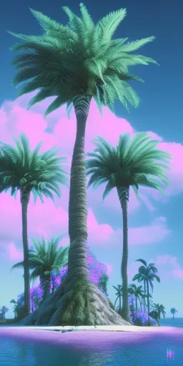 1980's aesthetic vaporwave Palm tree