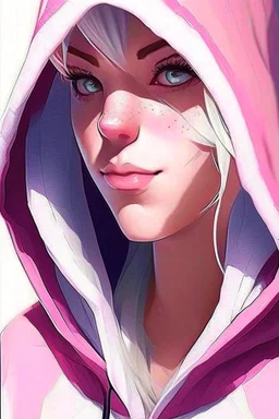 a close up of a person wearing a hoodie, artgerm on artstation pixiv, artgerm. anime illustration, artgerm comic, artgerm and lois van baarle, wlop | artgerm, trending artgerm, style of artgerm, extremely detailed artgerm, spider-gwen, spider - gwen