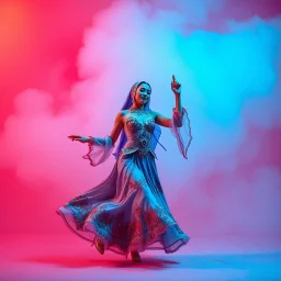 lady in azeri dance custum change clothing color to cyan and red