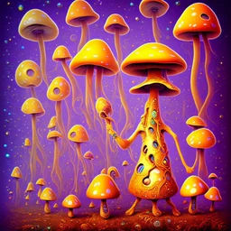 hippie mushroom cartoon character salvador dali trippy