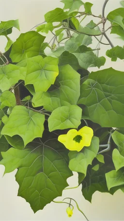 painting of plant english ivy with yellow flowers