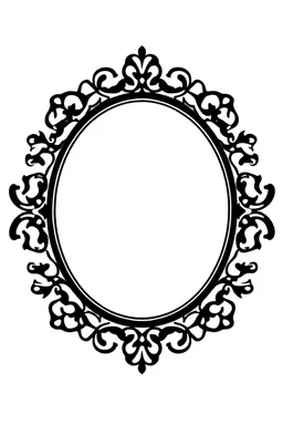 silhouette of a thick black ornamental oval picture frame, black on white vector