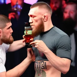 khabib drinking a whisky with conor mcgregor