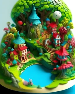 Miniature Worlds, color full, all color, green, blew, red, sky, illustration.