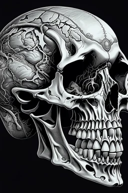 greek sculpturestyled human skull illustration