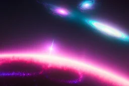 Picture Of The Galaxy With Giant Neon Star, Hyper Realistic, Hyper Detailed, Neon, Cyberpunk, Neon lighting,