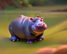 baby hippo, natural environment, photojournalism, hyper detailed, hyper realism, pixar character, sweet and gentle, friendly,